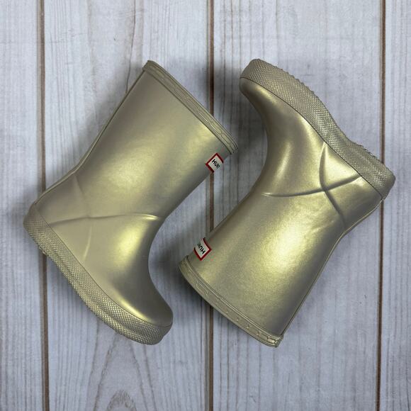Hunter Kids‎ First Classic Nebula Pale Gold Rain Boots Size 8 Toddler - Picture 2 of 3